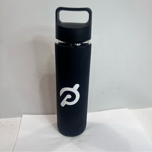 Peloton Glass Water Bottle Rubber Grip Black Screw Top Workout 16 Oz Pre-owned